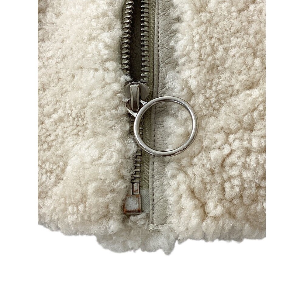Ducie London Shearling Aviator Jacket Ivory Wool Leather Size 38 M - Picture 10 of 13